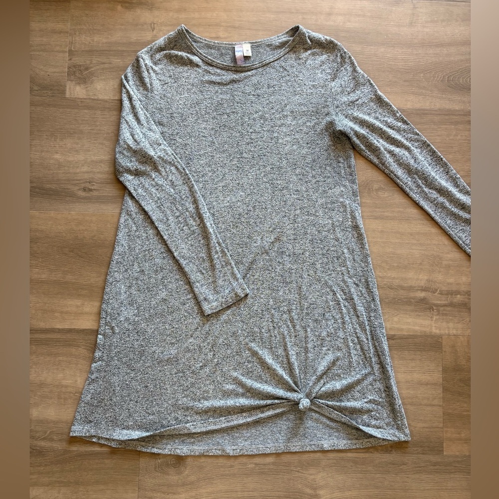 Gray Knotted Sweater Dress